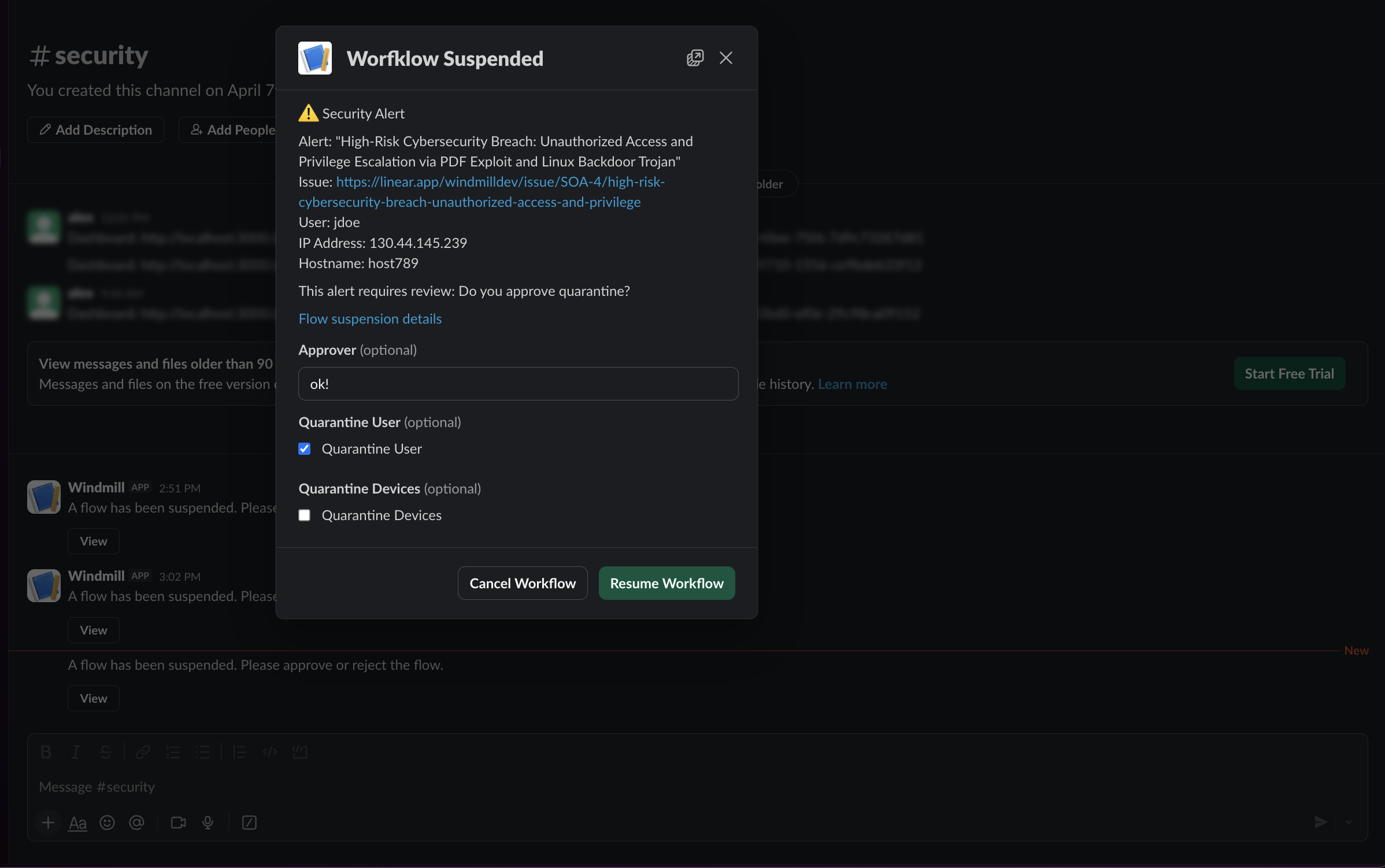 Interactive Slack approval for high-severity incidents Slack Approval Workflow