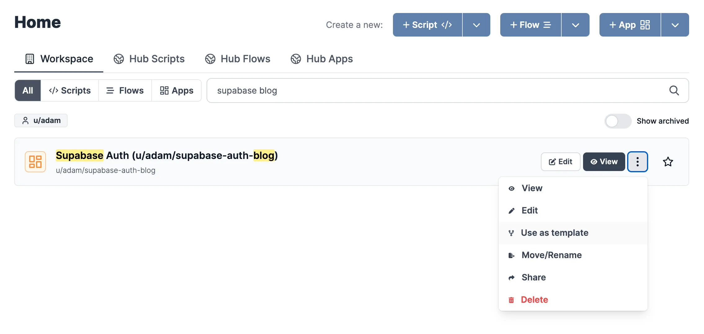 Use skeleton app as template App skeleton template